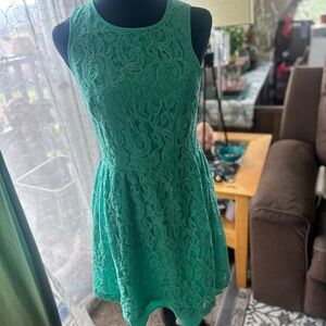 Green Fit and Flare Sleeveless Mini Dress